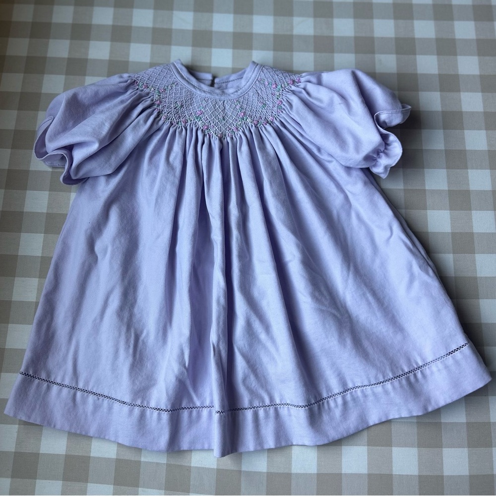 Luli & Me Baby Girl 12 months Lavender Smocked Dress Set